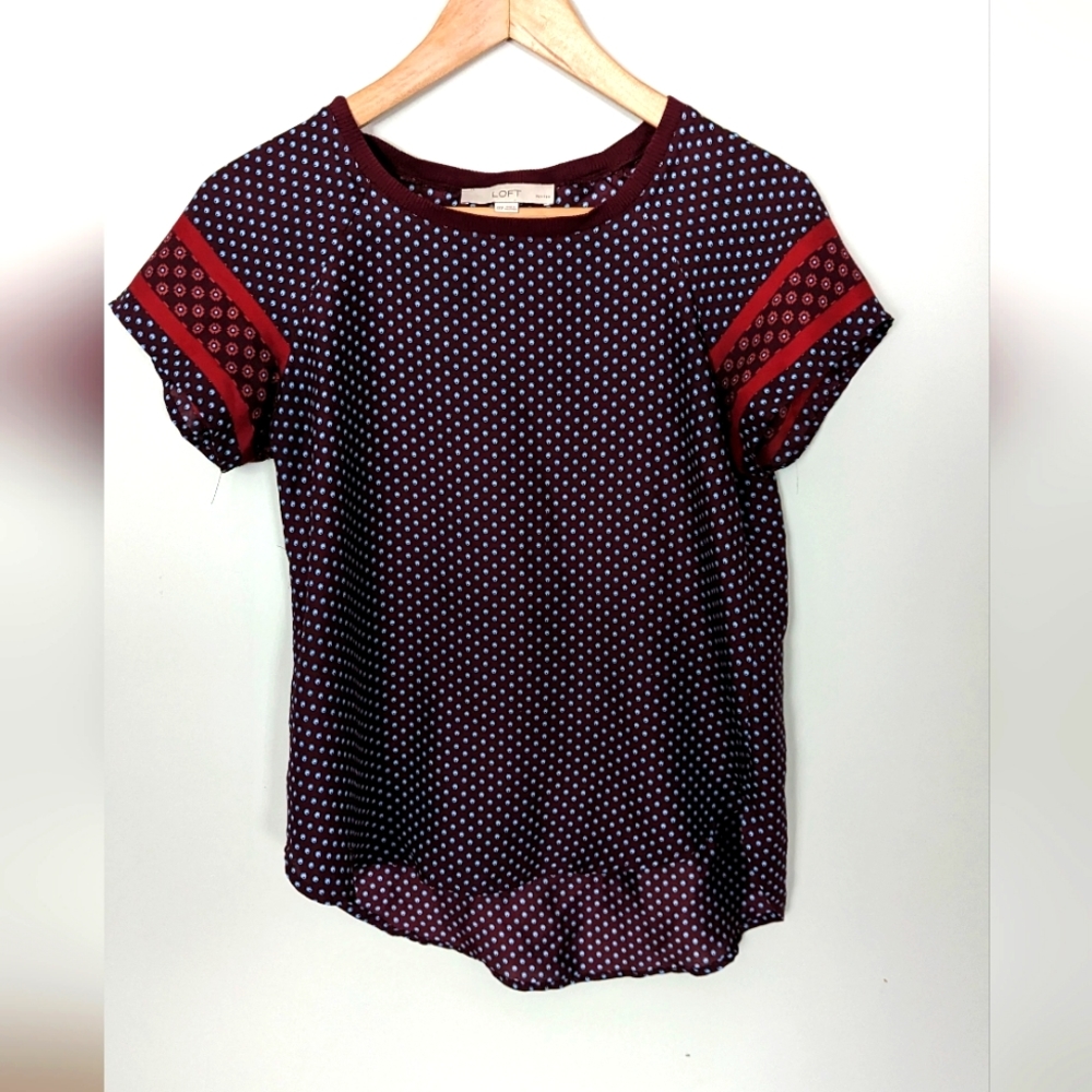 LOFT Polkadot Short Sleeve Blouse